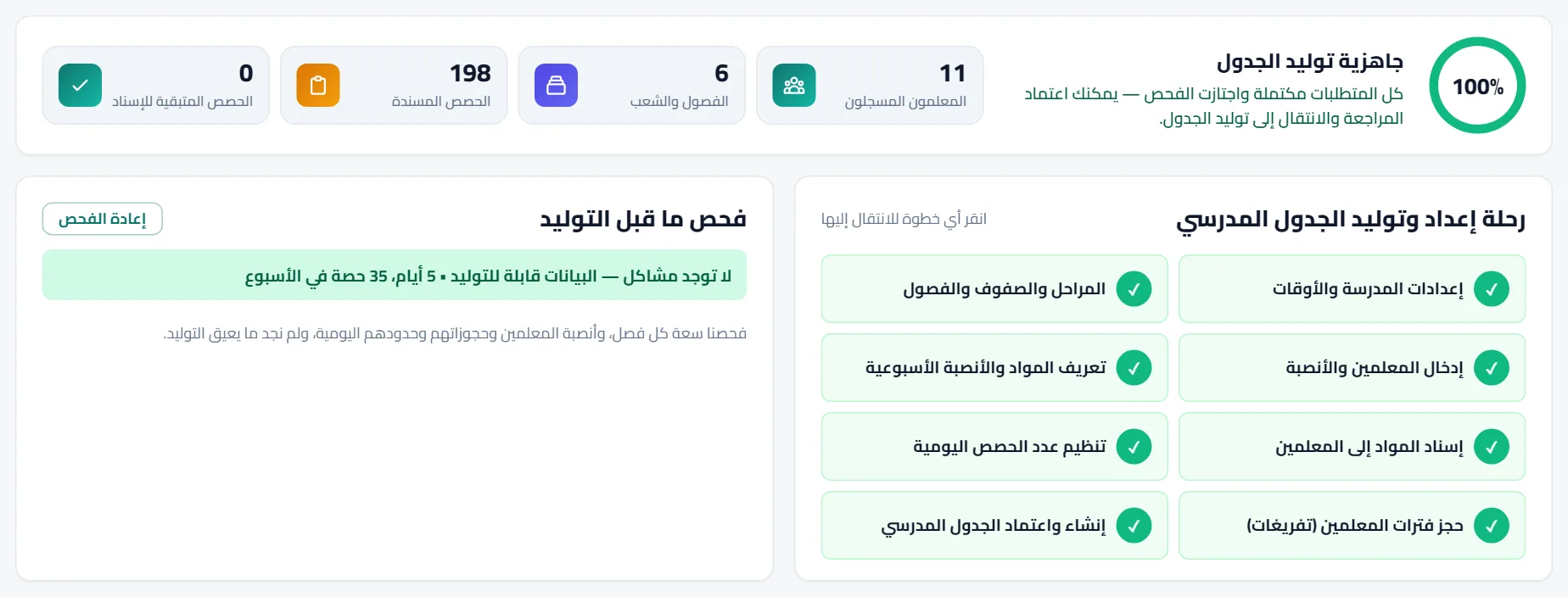 المراجعة: الجاهزية وفحص ما قبل التوليد